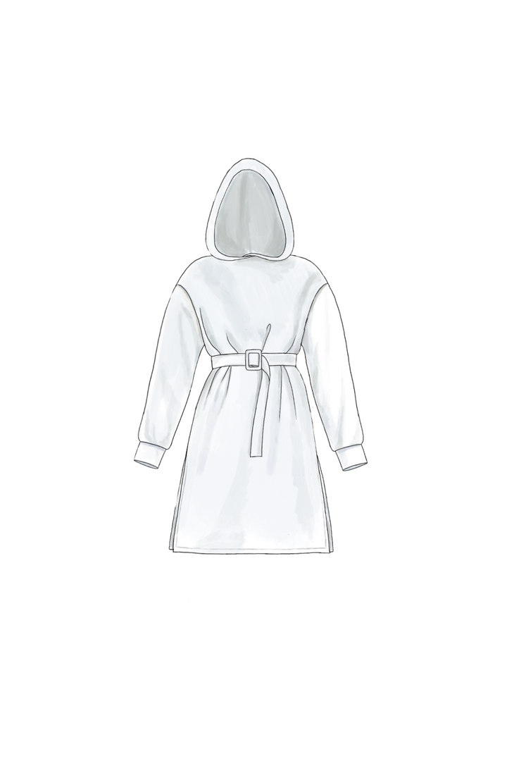 dress with hood and belt pdf pattern